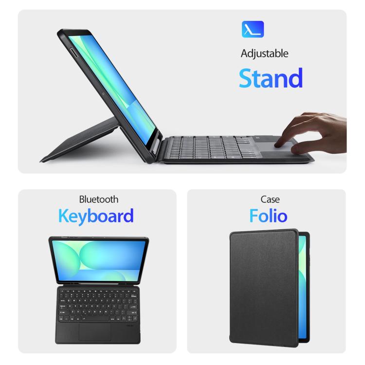 For Galaxy Tab S10 FE+ DUX DUCIS DK Series Italian Layout Backlit Bluetooth Keyboard Case - Black