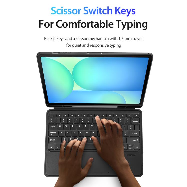 For Galaxy Tab S10 FE+ DUX DUCIS DK Series Italian Layout Backlit Bluetooth Keyboard Case - Black