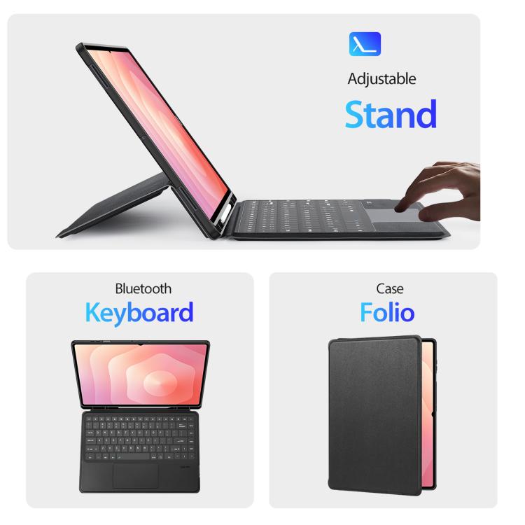 For Galaxy Tab S11 Ultra DUX DUCIS DK Series Korean Layout Backlit Bluetooth Keyboard Case - Black