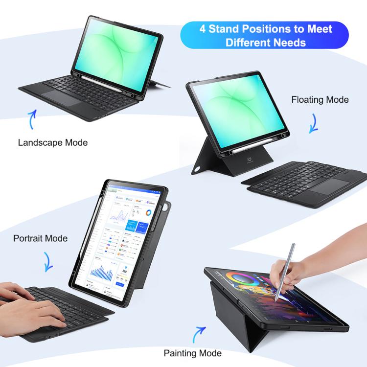 For Galaxy Tab A11+ / Tab A9+ DUX DUCIS DK Series Portuguese Layout Backlit Bluetooth Keyboard Case - Black