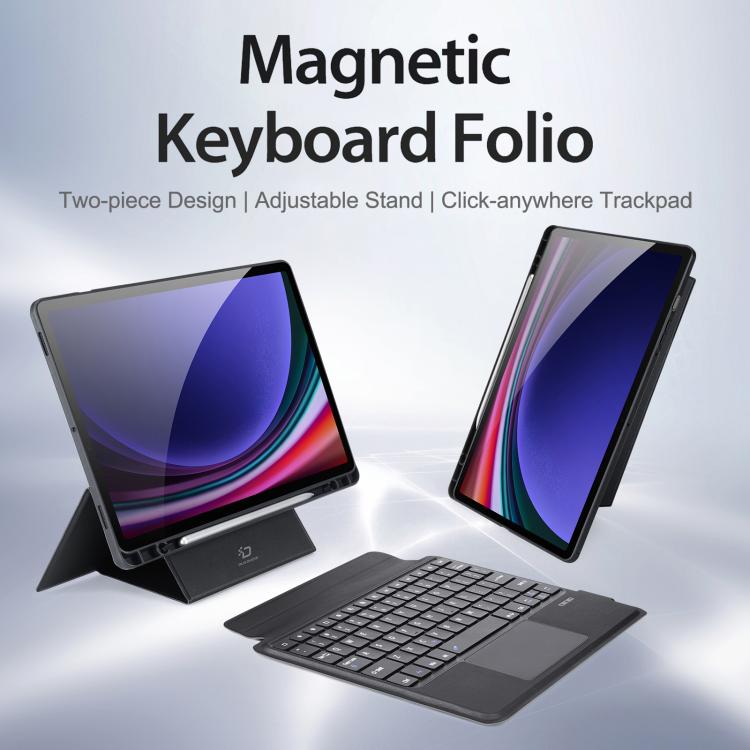 For Galaxy Tab S10 Lite / S10 FE / S9 DUX DUCIS DK Series Portuguese Layout Backlit Bluetooth Keyboard Case - Black