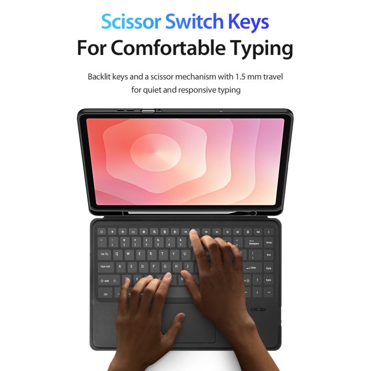 For Galaxy Tab S11 DUX DUCIS DK Series Portuguese Layout Backlit Bluetooth Keyboard Case - Black