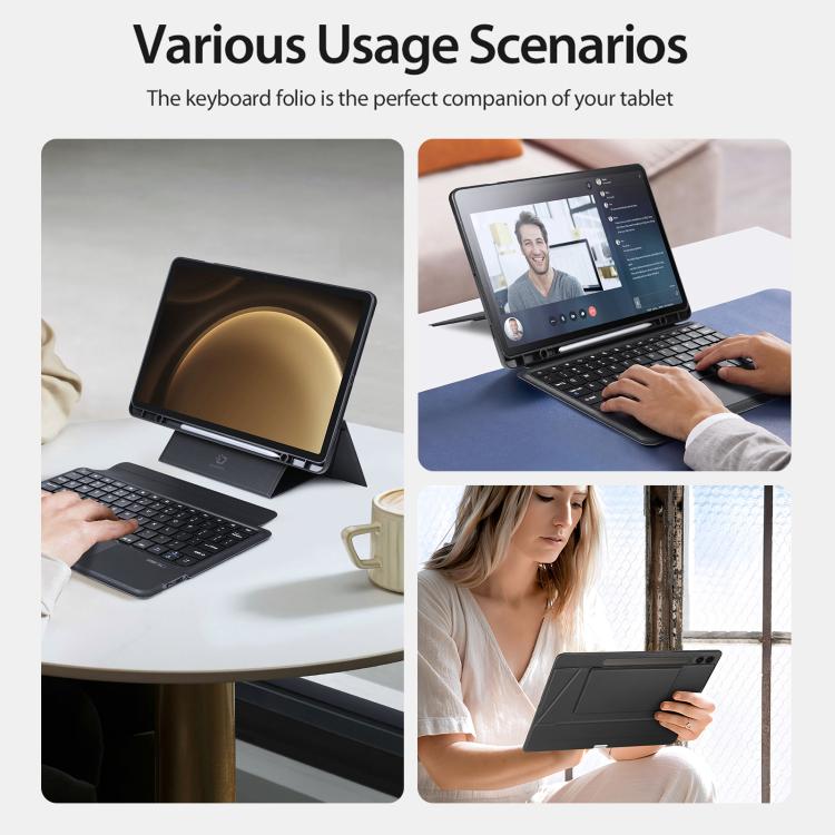 For Galaxy Tab S10+ / S9+ / S9 FE+ DUX DUCIS DK Series Portuguese Layout Backlit Bluetooth Keyboard Case - Black
