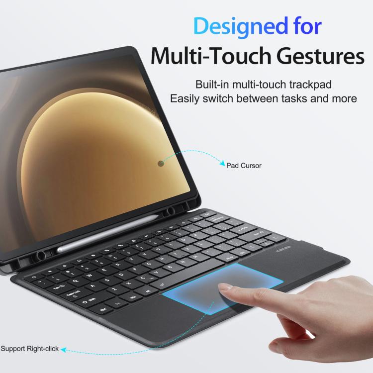 For Galaxy Tab S10+ / S9+ / S9 FE+ DUX DUCIS DK Series Portuguese Layout Backlit Bluetooth Keyboard Case - Black