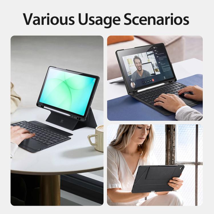 For Galaxy Tab A11+ / Tab A9+ DUX DUCIS DK Series Spanish Layout Backlit Bluetooth Keyboard Case - Black