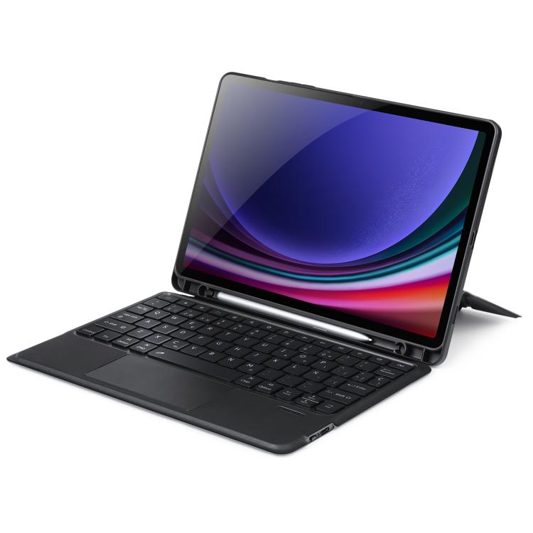 For Galaxy Tab S10 Lite / S10 FE / S9 DUX DUCIS DK Series Spanish Layout Backlit Bluetooth Keyboard Case - Black