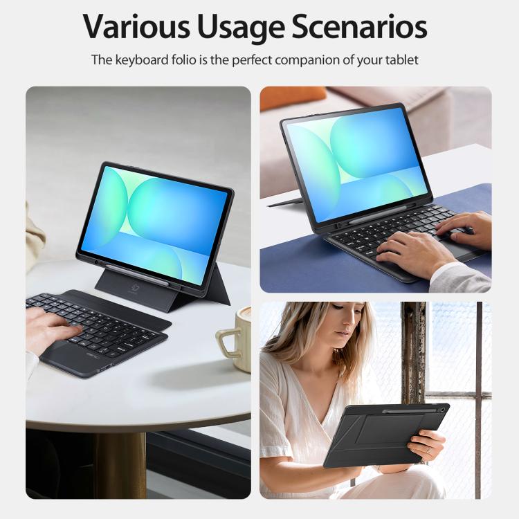 For Galaxy Tab S10 FE+ DUX DUCIS DK Series Spanish Layout Backlit Bluetooth Keyboard Case - Black