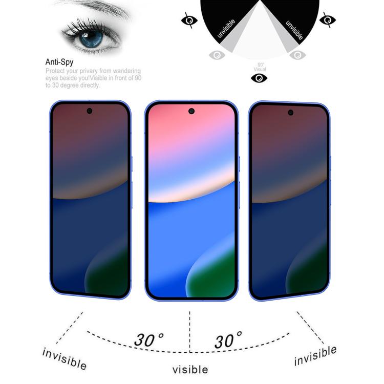 For Google Pixel 10 Full Cover Anti-peeping Tempered Glass Film, Support Fingerprint Unlocking