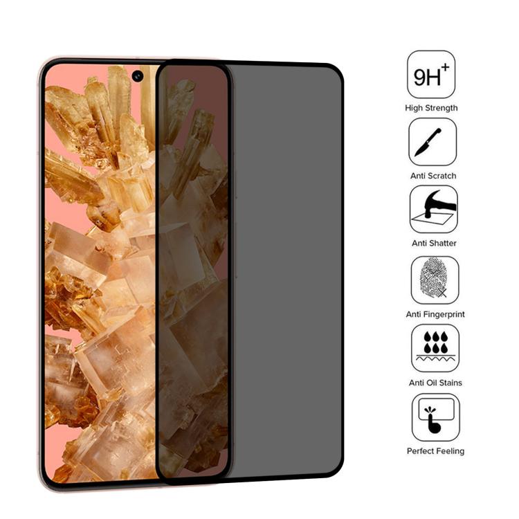 For Google Pixel 8 Full Cover Anti-peeping Tempered Glass Film, Support Fingerprint Unlocking