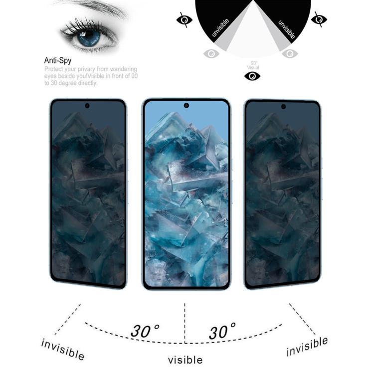 For Google Pixel 8 Pro Full Cover Anti-peeping Tempered Glass Film, Support Fingerprint Unlocking
