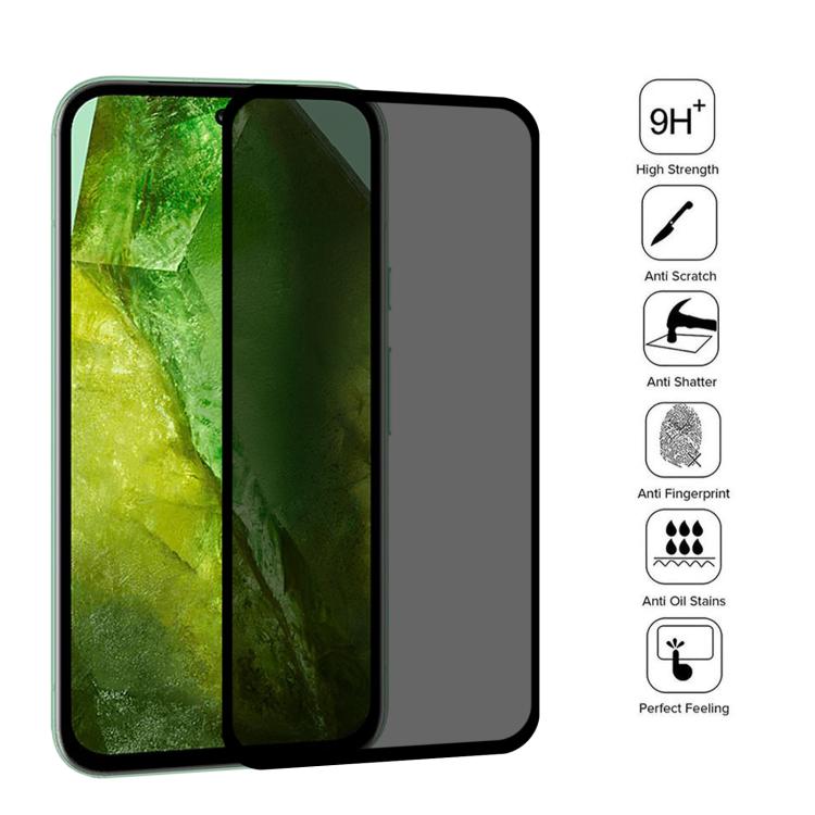 For Google Pixel 8a Full Cover Anti-peeping Tempered Glass Film, Support Fingerprint Unlocking
