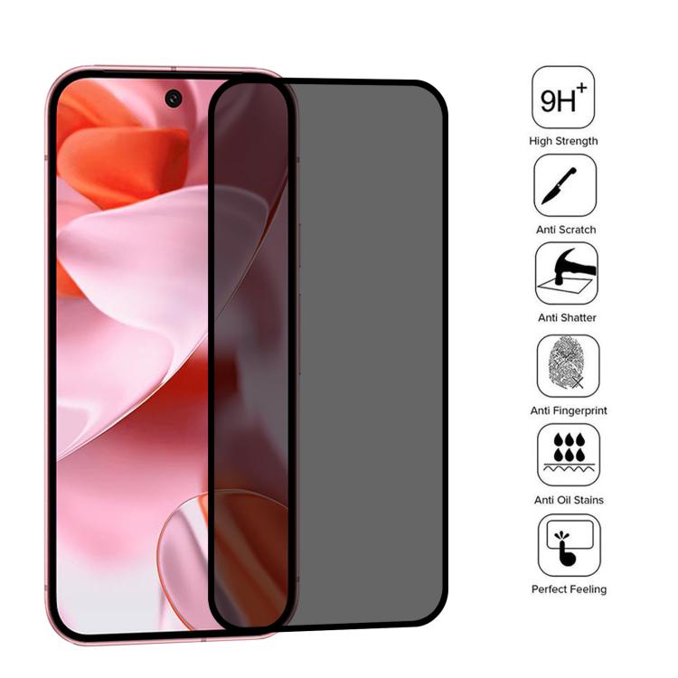 For Google Pixel 9 25pcs Full Cover Anti-peeping Tempered Glass Film,  Support Fingerprint Unlocking