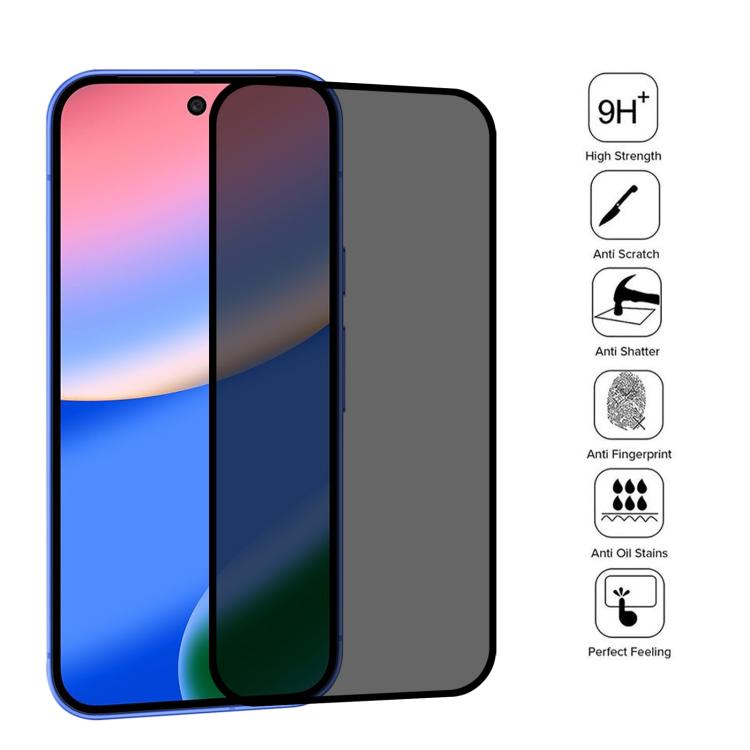 For Google Pixel 10 25pcs Full Cover Anti-peeping Tempered Glass Film,  Support Fingerprint Unlocking