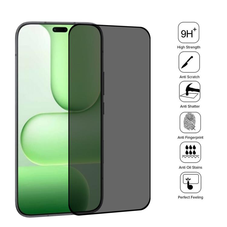 For Honor 600e Full Cover Anti-peeping Tempered Glass Film, Support Fingerprint Unlocking