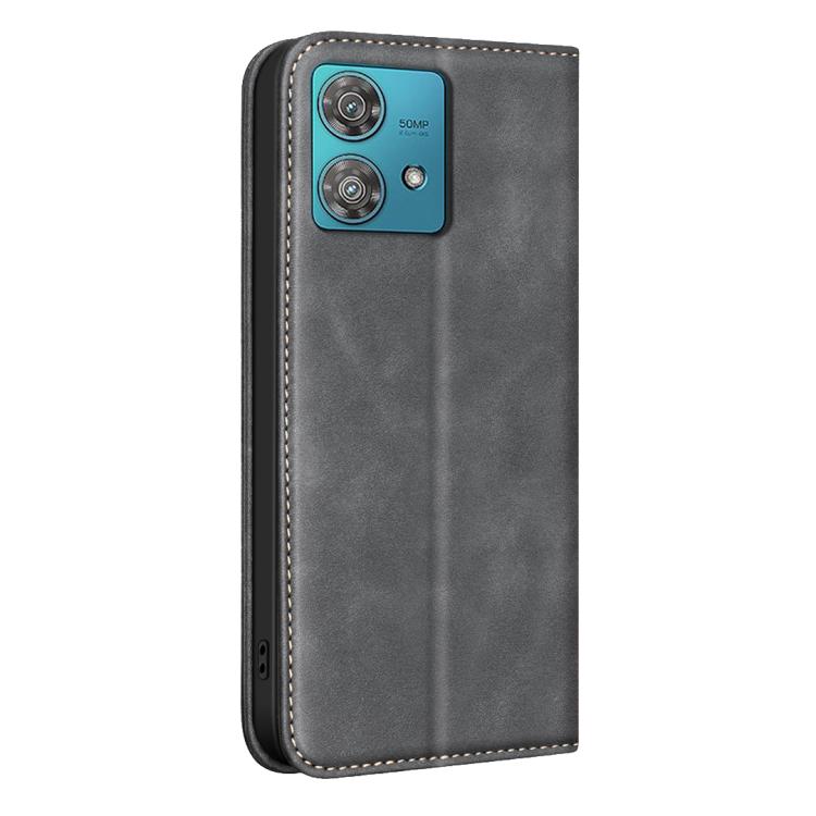 For Motorola Edge 40 Neo BINFEN COLOR Calfskin Texture Magnetic RFID Vegan Leather Phone Case