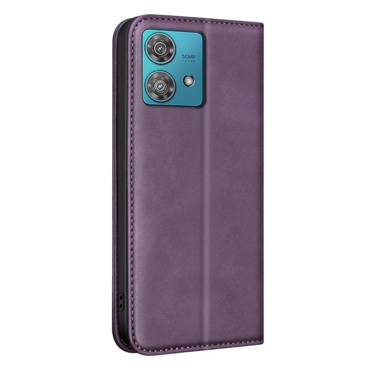 For Motorola Edge 40 Neo BINFEN COLOR Calfskin Texture Magnetic RFID Vegan Leather Phone Case