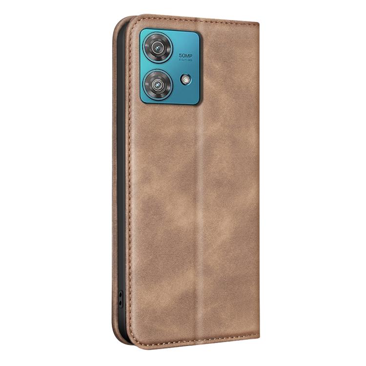 For Motorola Edge 40 Neo BINFEN COLOR Calfskin Texture Magnetic RFID Vegan Leather Phone Case
