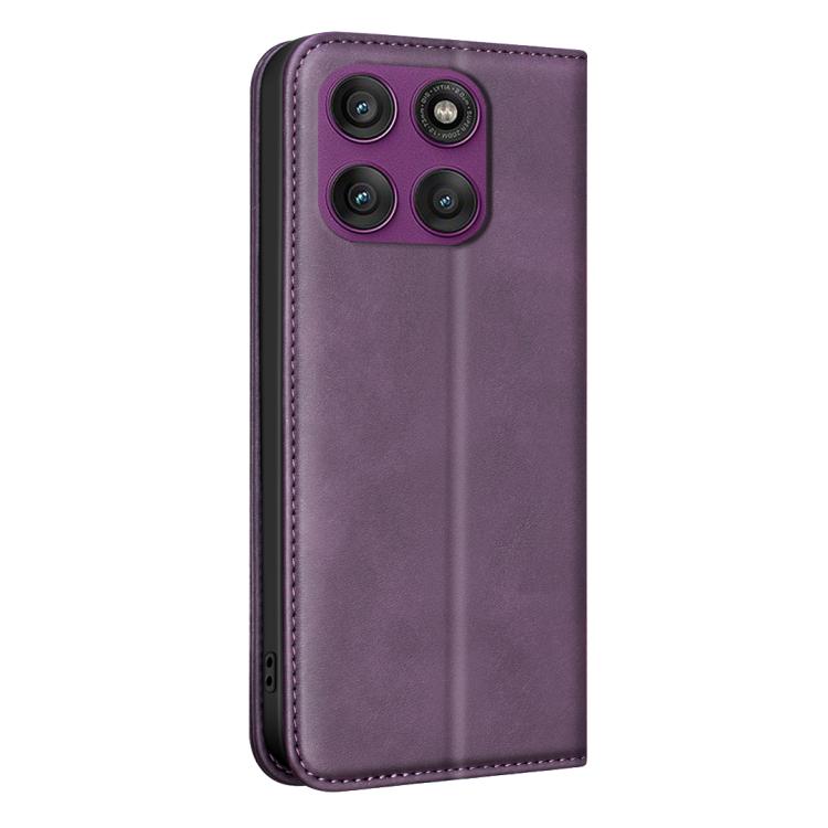 For Motorola Edge 60 Pro BINFEN COLOR Calfskin Texture Magnetic RFID Vegan Leather Phone Case