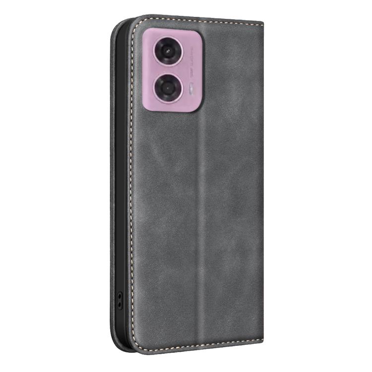 For Motorola Moto G04 / G24 / E14 BINFEN COLOR Calfskin Texture Magnetic RFID Vegan Leather Phone Case