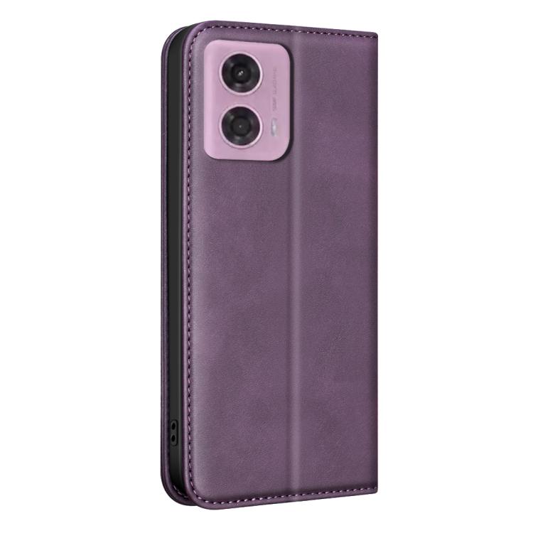 For Motorola Moto G04 / G24 / E14 BINFEN COLOR Calfskin Texture Magnetic RFID Vegan Leather Phone Case