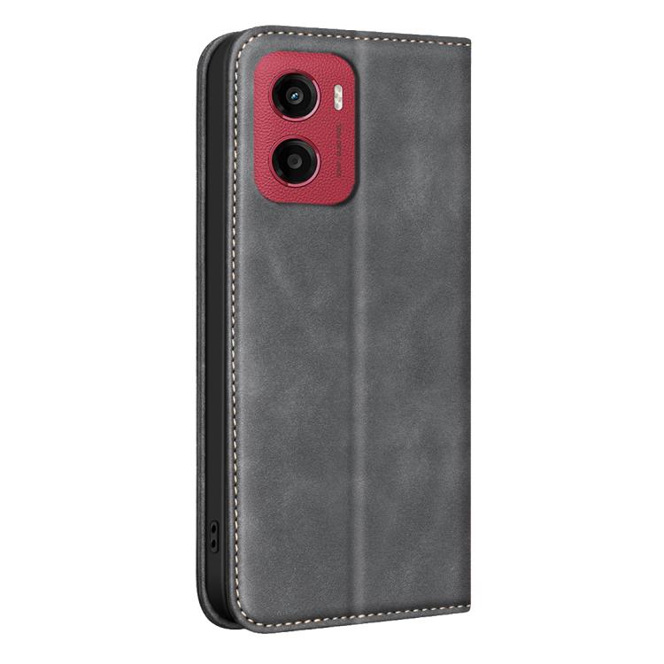 For Motorola Moto G05 / E15 BINFEN COLOR Calfskin Texture Magnetic RFID Vegan Leather Phone Case