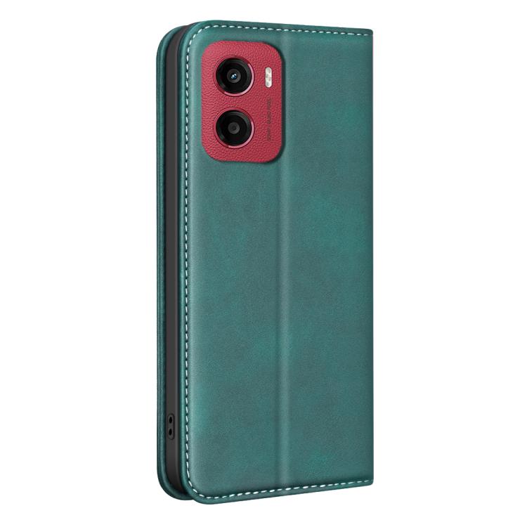 For Motorola Moto G05 / E15 BINFEN COLOR Calfskin Texture Magnetic RFID Vegan Leather Phone Case
