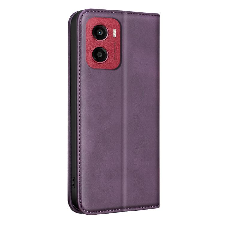 For Motorola Moto G05 / E15 BINFEN COLOR Calfskin Texture Magnetic RFID Vegan Leather Phone Case