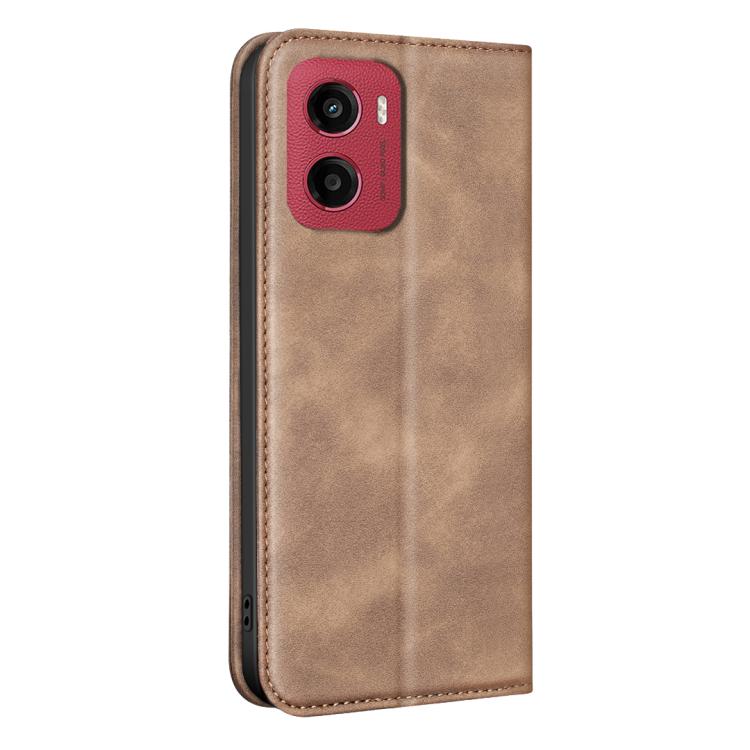 For Motorola Moto G05 / E15 BINFEN COLOR Calfskin Texture Magnetic RFID Vegan Leather Phone Case