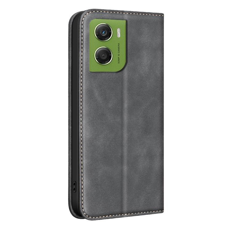 For Motorola Moto G06 4G BINFEN COLOR Calfskin Texture Magnetic RFID Vegan Leather Phone Case
