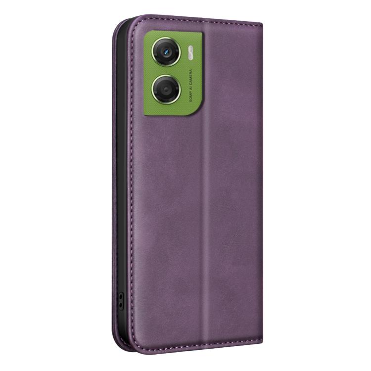 For Motorola Moto G06 4G BINFEN COLOR Calfskin Texture Magnetic RFID Vegan Leather Phone Case