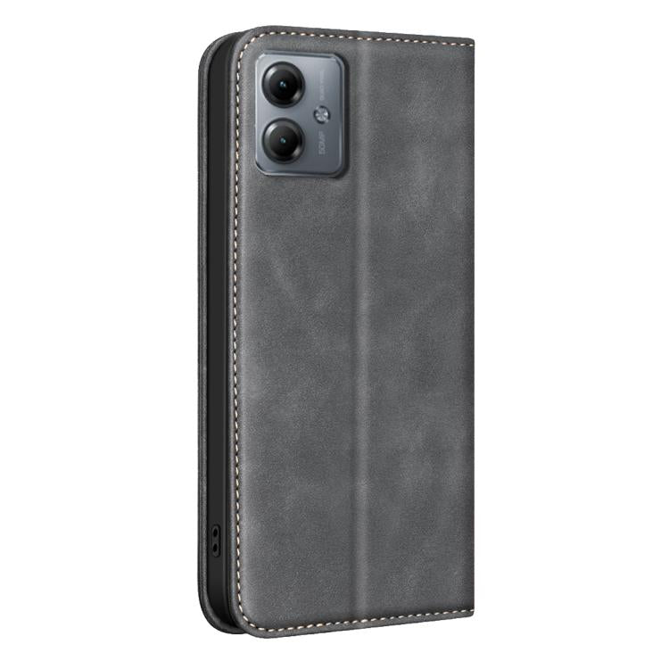 For Motorola Moto G14 4G / G54 5G EU BINFEN COLOR Calfskin Texture Magnetic RFID Vegan Leather Phone Case