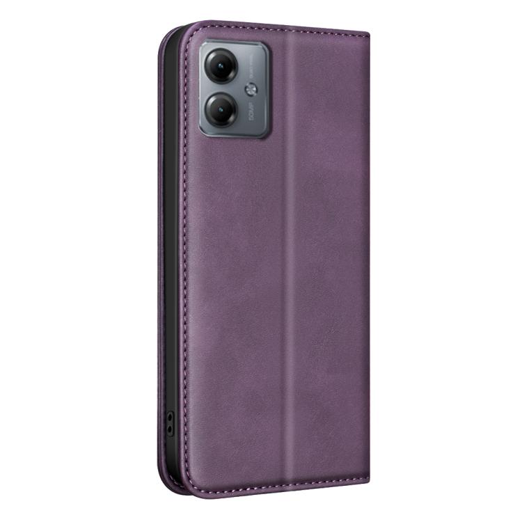 For Motorola Moto G14 4G / G54 5G EU BINFEN COLOR Calfskin Texture Magnetic RFID Vegan Leather Phone Case