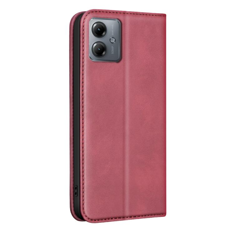 For Motorola Moto G14 4G / G54 5G EU BINFEN COLOR Calfskin Texture Magnetic RFID Vegan Leather Phone Case