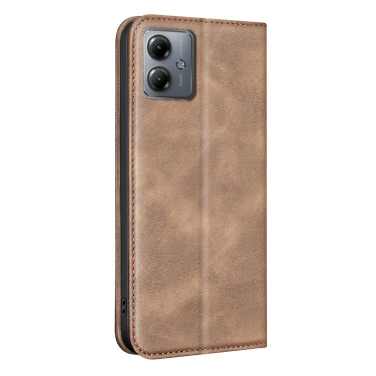 For Motorola Moto G14 4G / G54 5G EU BINFEN COLOR Calfskin Texture Magnetic RFID Vegan Leather Phone Case