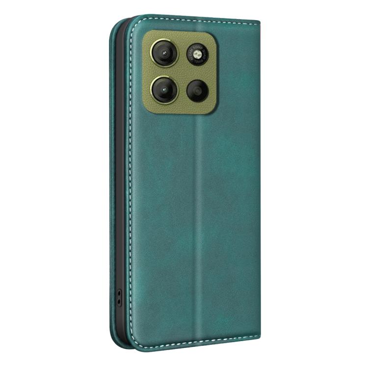 For Motorola Moto G15 BINFEN COLOR Calfskin Texture Magnetic RFID Vegan Leather Phone Case
