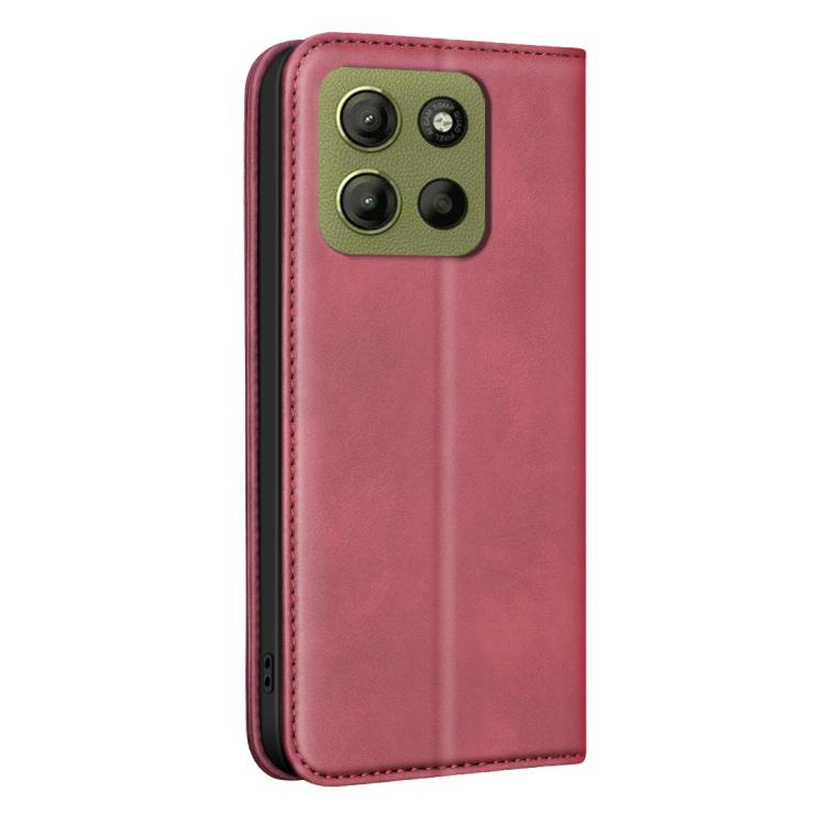 For Motorola Moto G15 BINFEN COLOR Calfskin Texture Magnetic RFID Vegan Leather Phone Case