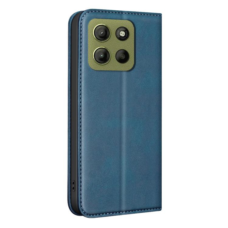 For Motorola Moto G15 BINFEN COLOR Calfskin Texture Magnetic RFID Vegan Leather Phone Case