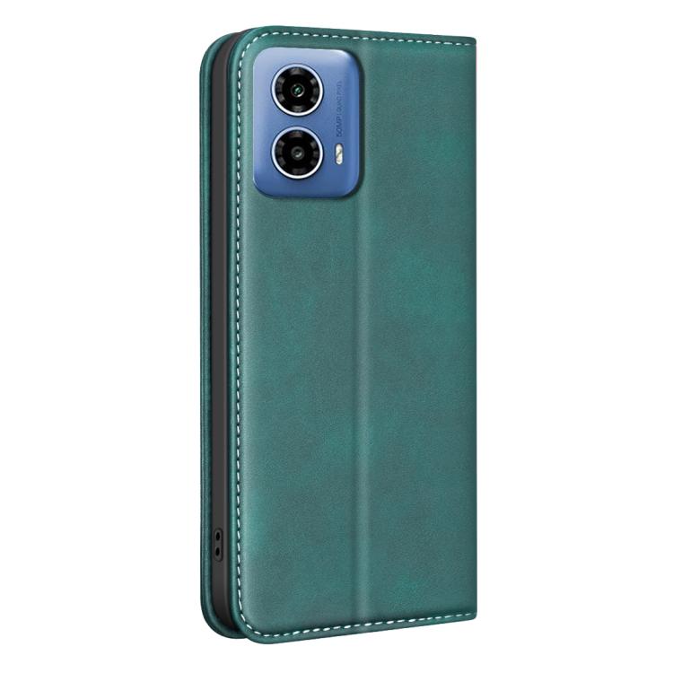 For Motorola Moto G34 5G BINFEN COLOR Calfskin Texture Magnetic RFID Vegan Leather Phone Case