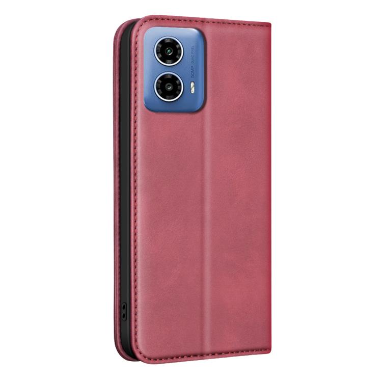 For Motorola Moto G34 5G BINFEN COLOR Calfskin Texture Magnetic RFID Vegan Leather Phone Case