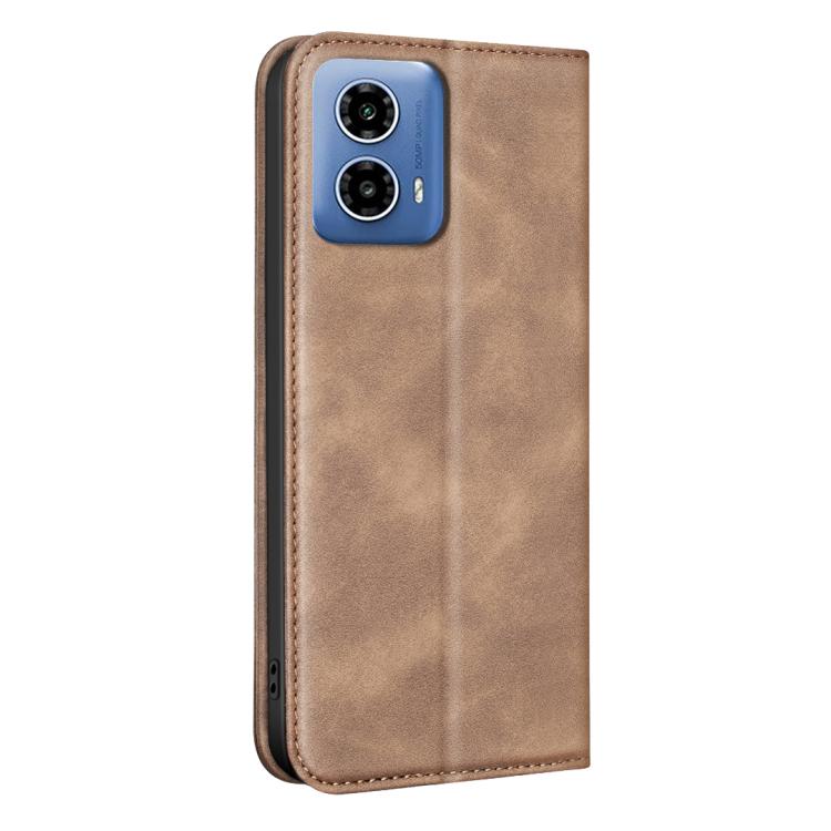 For Motorola Moto G34 5G BINFEN COLOR Calfskin Texture Magnetic RFID Vegan Leather Phone Case