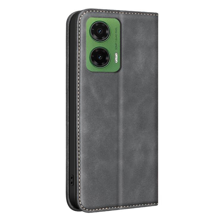 For Motorola Moto G35 5G BINFEN COLOR Calfskin Texture Magnetic RFID Vegan Leather Phone Case