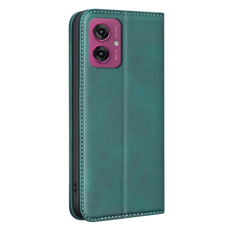 For Motorola Moto G55 5G BINFEN COLOR Calfskin Texture Magnetic RFID Vegan Leather Phone Case