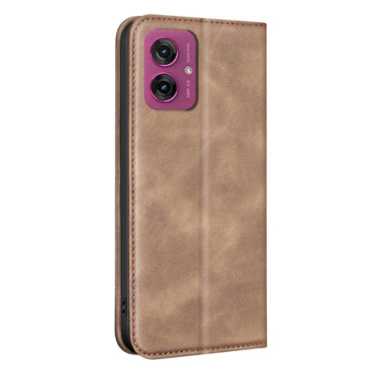 For Motorola Moto G55 5G BINFEN COLOR Calfskin Texture Magnetic RFID Vegan Leather Phone Case