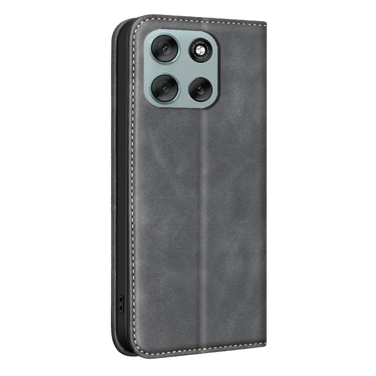 For Motorola Moto G56 5G BINFEN COLOR Calfskin Texture Magnetic RFID Vegan Leather Phone Case