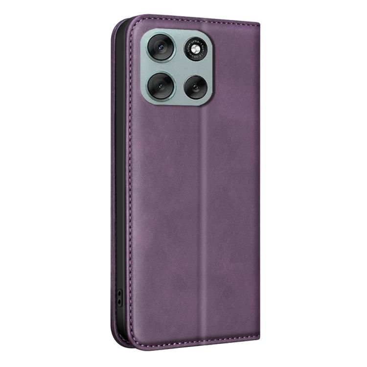 For Motorola Moto G56 5G BINFEN COLOR Calfskin Texture Magnetic RFID Vegan Leather Phone Case