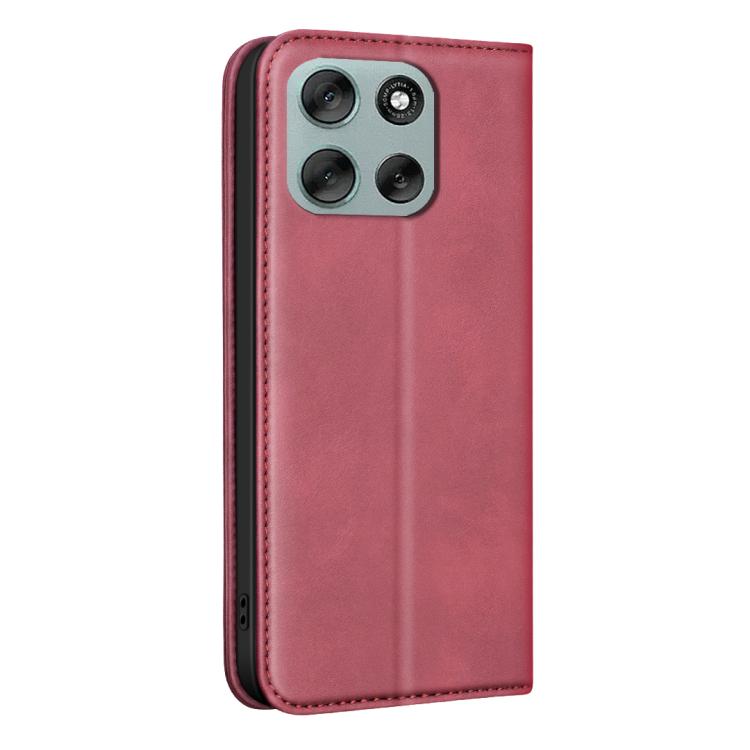 For Motorola Moto G56 5G BINFEN COLOR Calfskin Texture Magnetic RFID Vegan Leather Phone Case