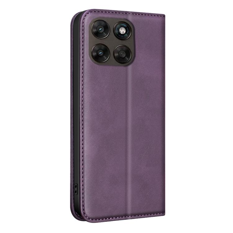 For Motorola Moto G67 5G / G77 5G BINFEN COLOR Calfskin Texture Magnetic RFID Vegan Leather Phone Case