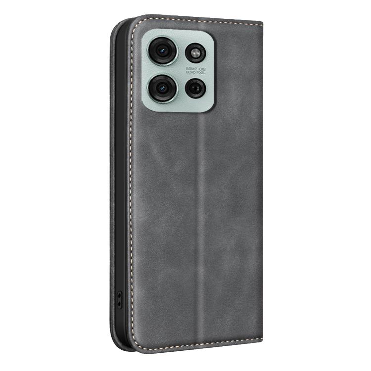 For Motorola Moto G75 5G BINFEN COLOR Calfskin Texture Magnetic RFID Vegan Leather Phone Case
