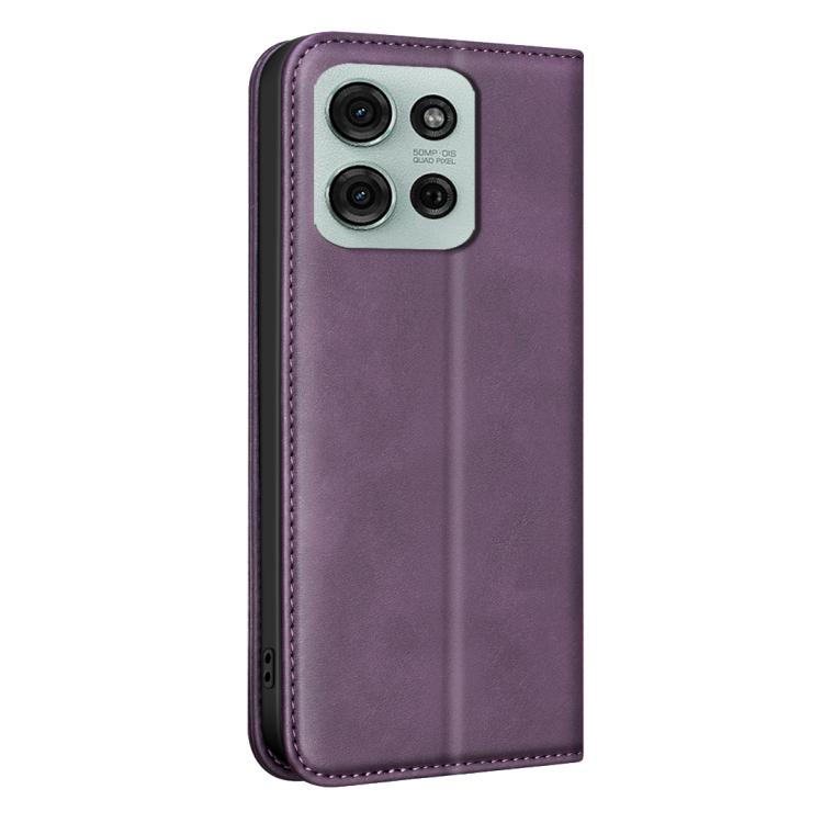 For Motorola Moto G75 5G BINFEN COLOR Calfskin Texture Magnetic RFID Vegan Leather Phone Case