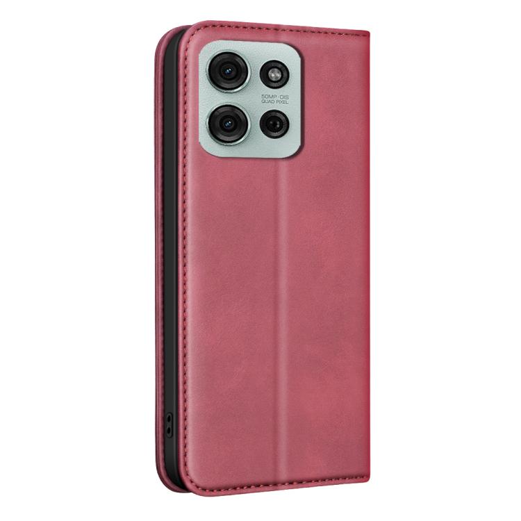 For Motorola Moto G75 5G BINFEN COLOR Calfskin Texture Magnetic RFID Vegan Leather Phone Case